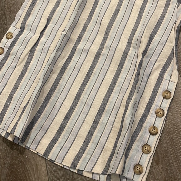 Madewell Striped Blue Linen Short Sleeve Side Button Dress Cover Up Size Small - Picture 2 of 5